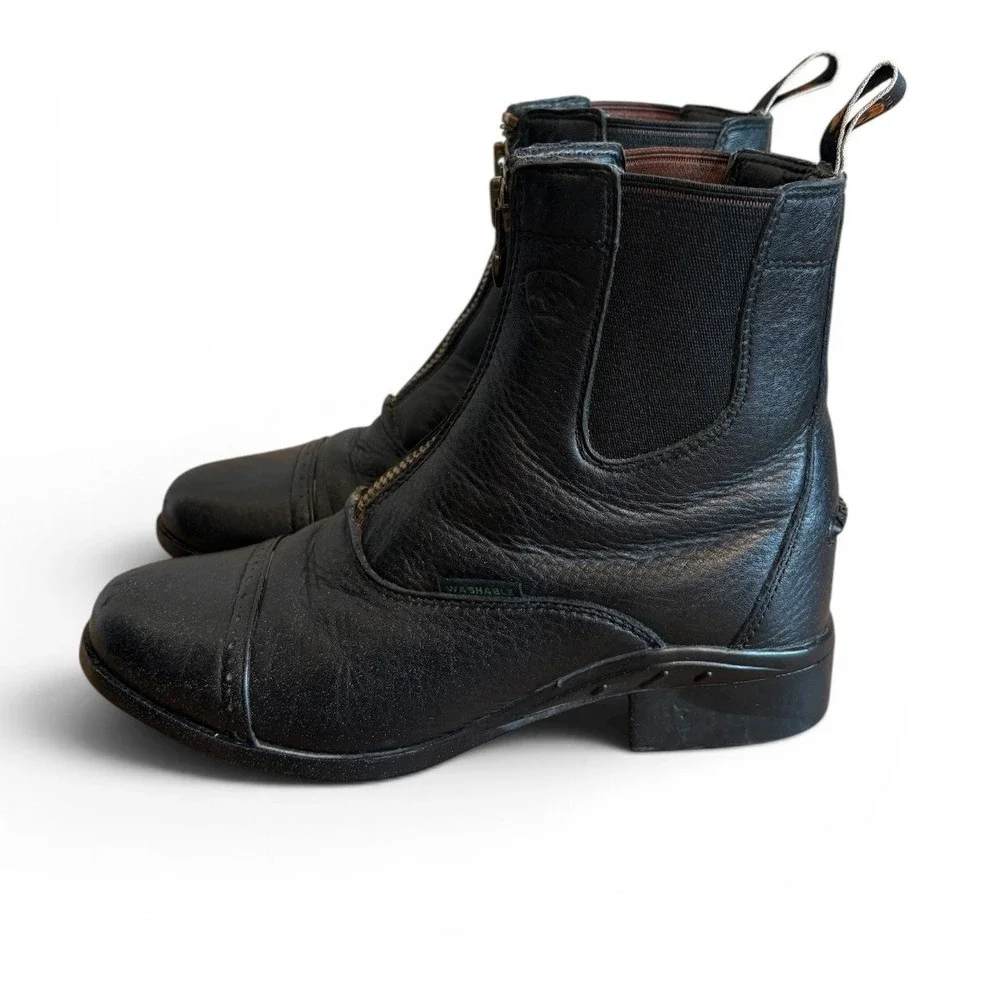 Ariat Heritage IV Zip Paddock Boots Black Leather Equestrian Cap Toe Womens 6B - Picture 3 of 10
